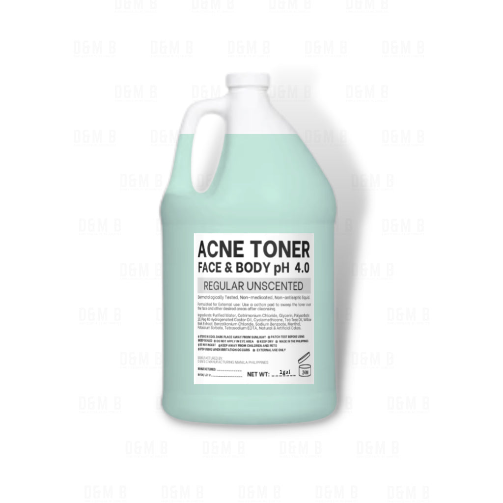 1 galon 3200mL Acne Toner Face & Body pH 4.0 regular Unscented Tea Tree Oil, Willow Bark Extract